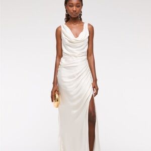 Cream Sleeveless Cowl Neck Maxi Dress